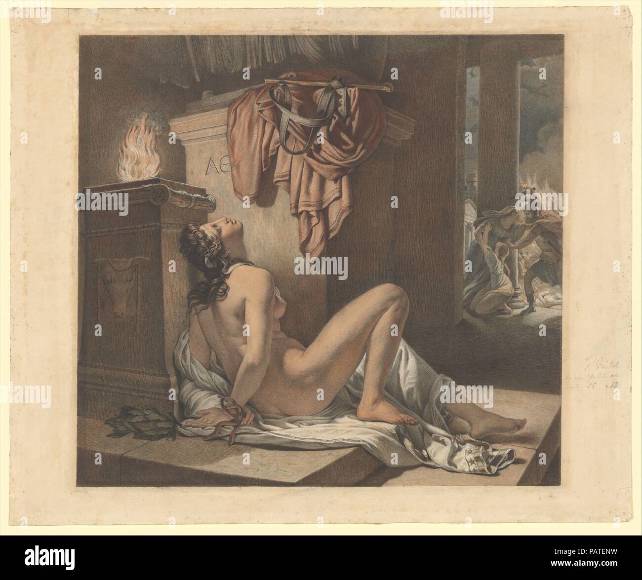 Cassandra implorant Athena de vengeance contre l'Ajax. Artiste : Jérôme Martin Langlois (français, Paris 1779-1838 Paris). Dimensions : 16 1/4 x 19 1/2 in. (41,3 x 49,5 cm). Date : 1795-1838. Musée : Metropolitan Museum of Art, New York, USA. Banque D'Images