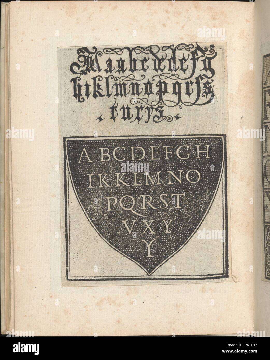 Esemplario di lavori, page 16 (recto). Dimensions : 9 1/4 x 7 5/16 x 15/16 in. (23,7 x 18,4 x 2,4 cm). Publié dans : Venise. Editeur : Nicolo Zoppino (Italien, Ferrara 1478/80-1544) Venise , Venise. Date : août 1529. Publié par Nicolo Zoppino, Italien, actif 16e siècle, Venise. De haut en bas, et de gauche à droite : Design composé de 2 registres horizontaux : top illustré avec grand cercle avec le rectangle à droite et bas composé de trois sections rectangulaires (gauche et centre ont de fond noir, fond blanc a droite). Motifs de chaque espace caractérisé par circl Banque D'Images Esemplario di lavori, page 16 (recto). Dimensions : 9 1/4 x 7 5/16 x 15/16 in. (23,7 x 18,4 x 2,4 cm). Publié dans : Venise. Editeur : Nicolo Zoppino (Italien, Ferrara 1478/80-1544) Venise , Venise. Date : août 1529. Publié par Nicolo Zoppino, Italien, actif 16e siècle, Venise. De haut en bas, et de gauche à droite : Design composé de 2 registres horizontaux : top illustré avec grand cercle avec le rectangle à droite et bas composé de trois sections rectangulaires (gauche et centre ont de fond noir, fond blanc a droite). Motifs de chaque espace caractérisé par circl Banque D'Images
