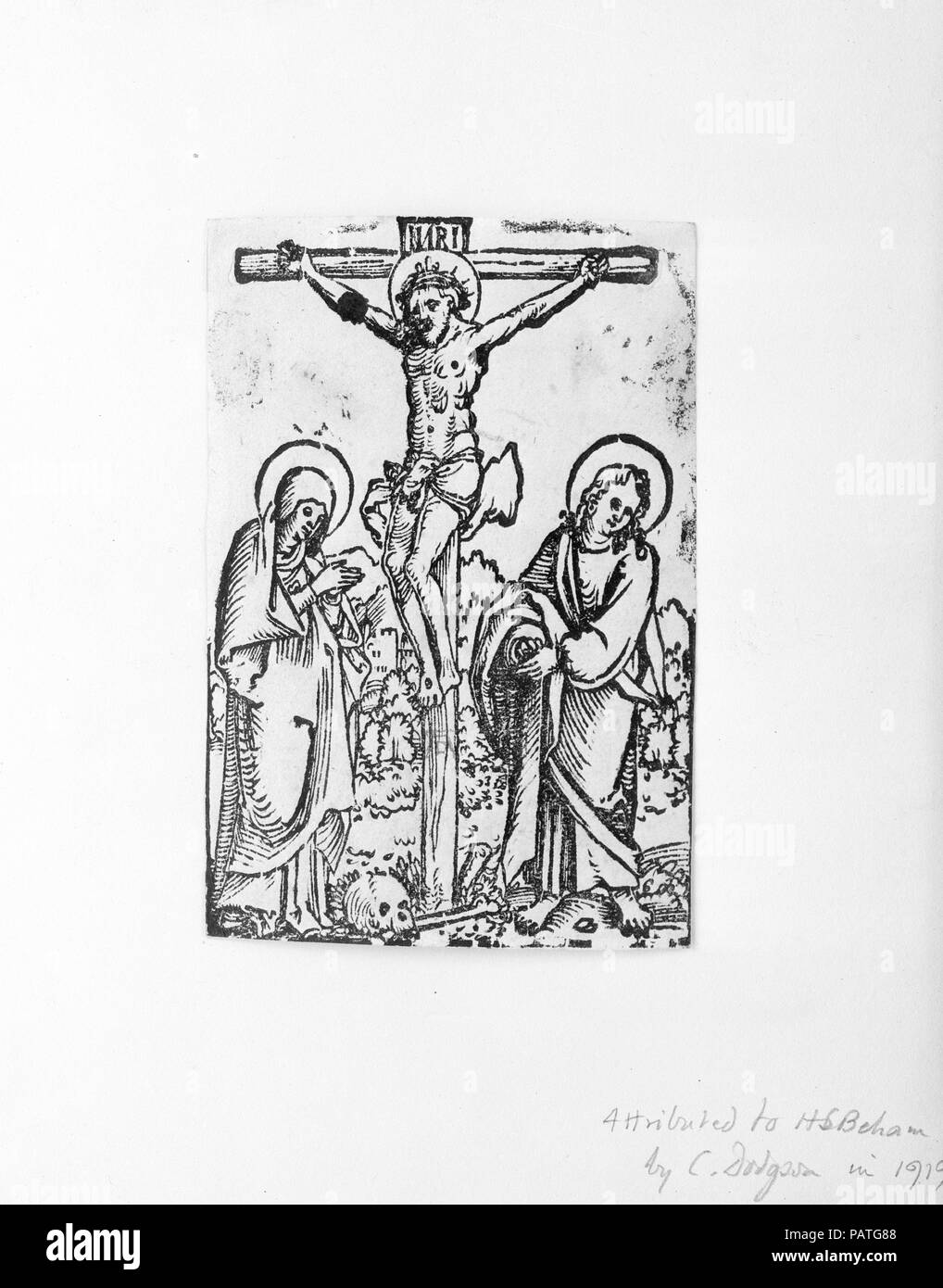 La Crucifixion. Artiste : Sebald Beham (1500-1550 Nuremberg, Allemagne Francfort). Fiche Technique : Dimensions : 4 x 3 3/8 à 15/16. (12,5 × 8,5 cm). Date : 1521. Musée : Metropolitan Museum of Art, New York, USA. Banque D'Images