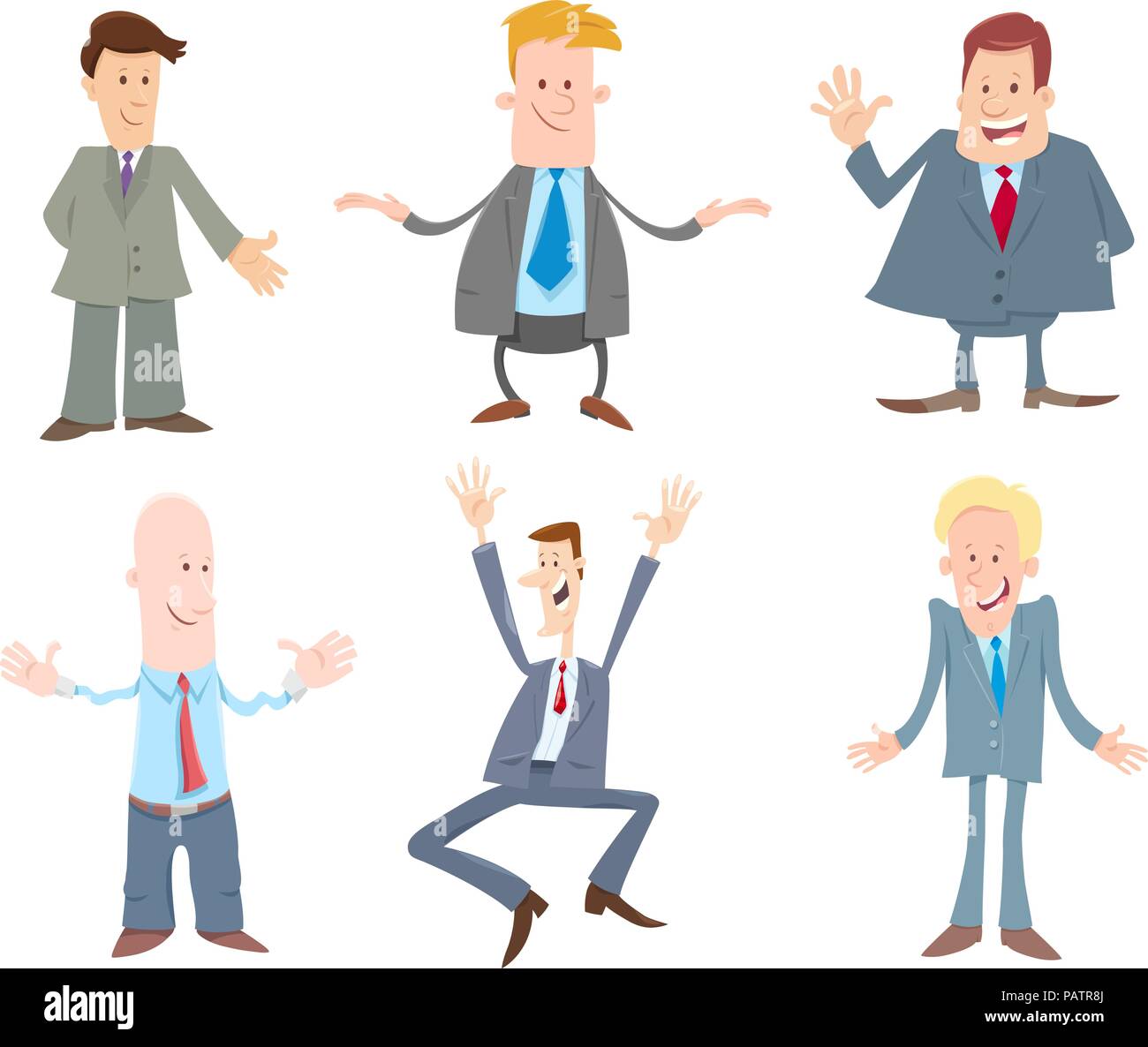 Cartoon Illustration d'hommes d'affaires ou de gestionnaires dans les costumes de caractère Illustration de Vecteur