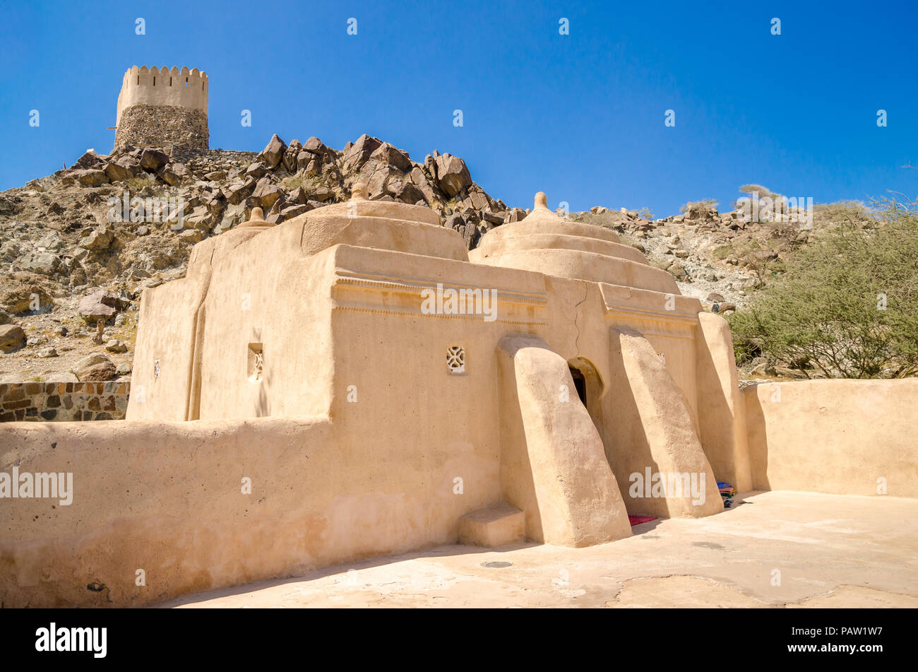 Mosquée Al Badiyah est la plus ancienne mosquée qui existent encore jusqu'à aujourd'hui en Émirats Arabes Unis Banque D'Images