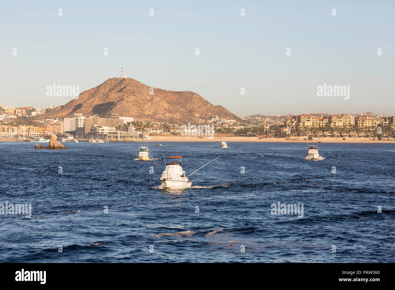 La flotte de pêche commerciale au début de quitter le port à Cabo San Lucas, Baja California Sur, au Mexique. Banque D'Images
