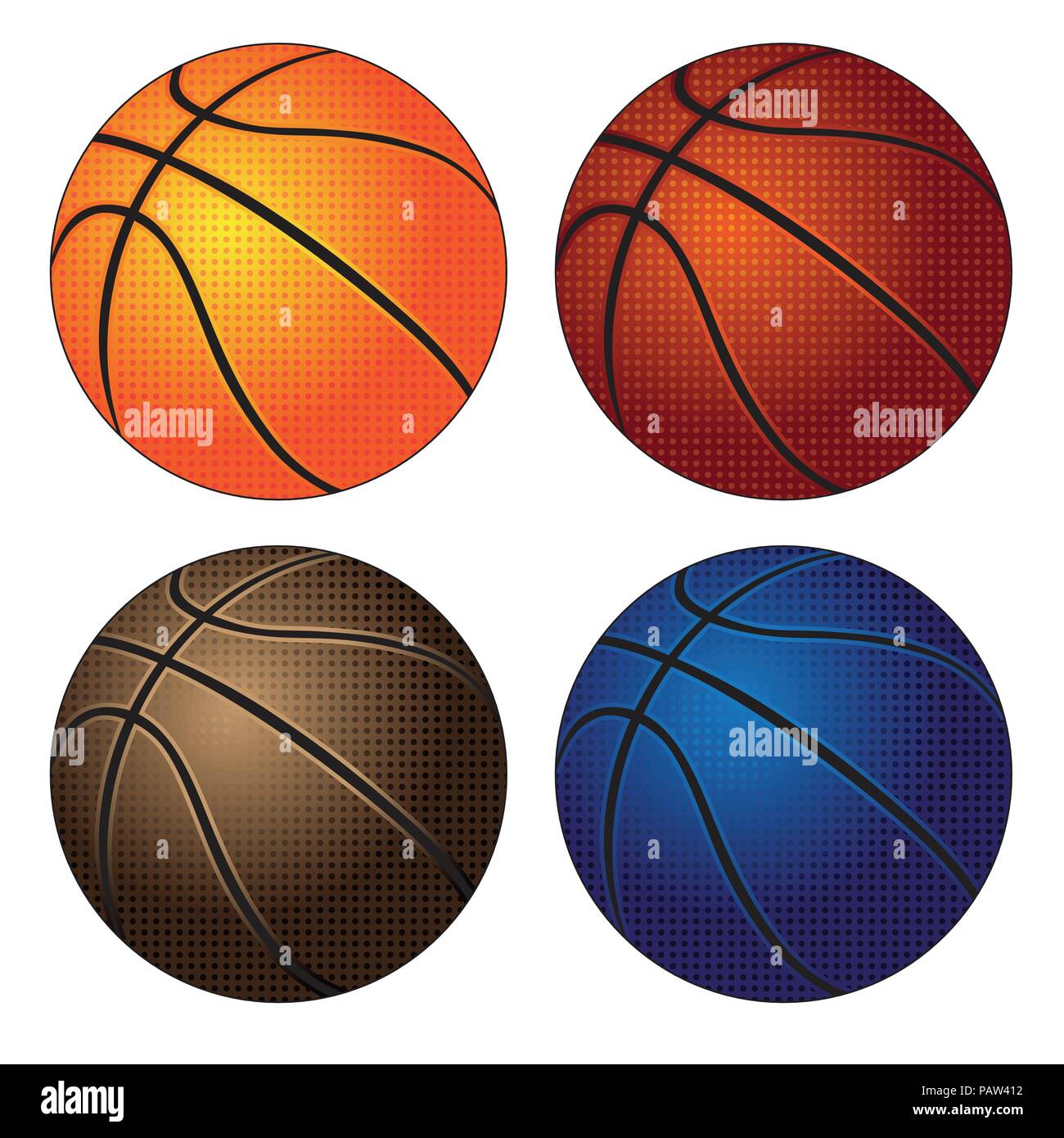 Ballon de basket-ball collection vector Illustration de Vecteur