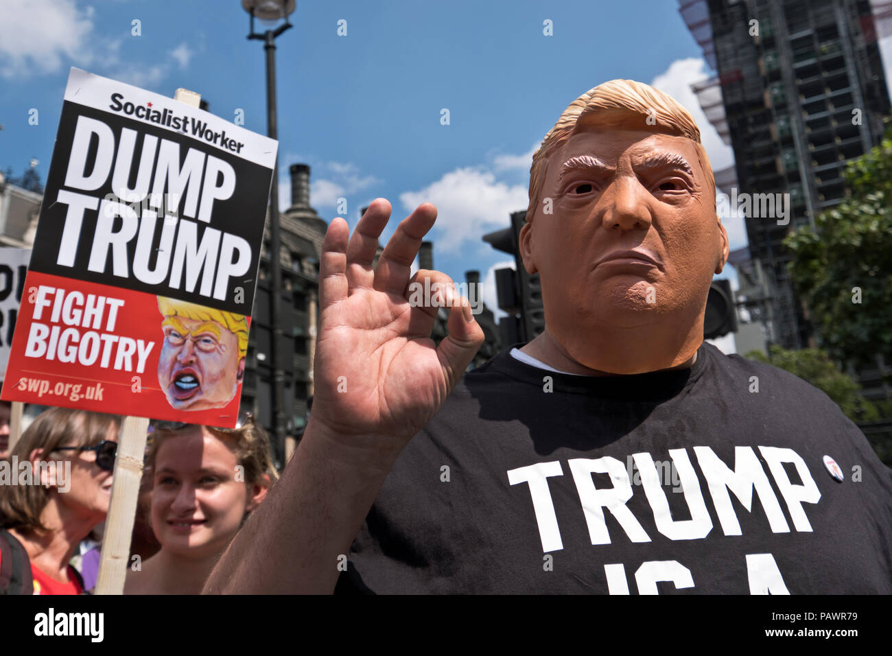 Au cours de sa protestation anti Trump visite de London. Centre de Londres le 13 juillet 2018 Banque D'Images