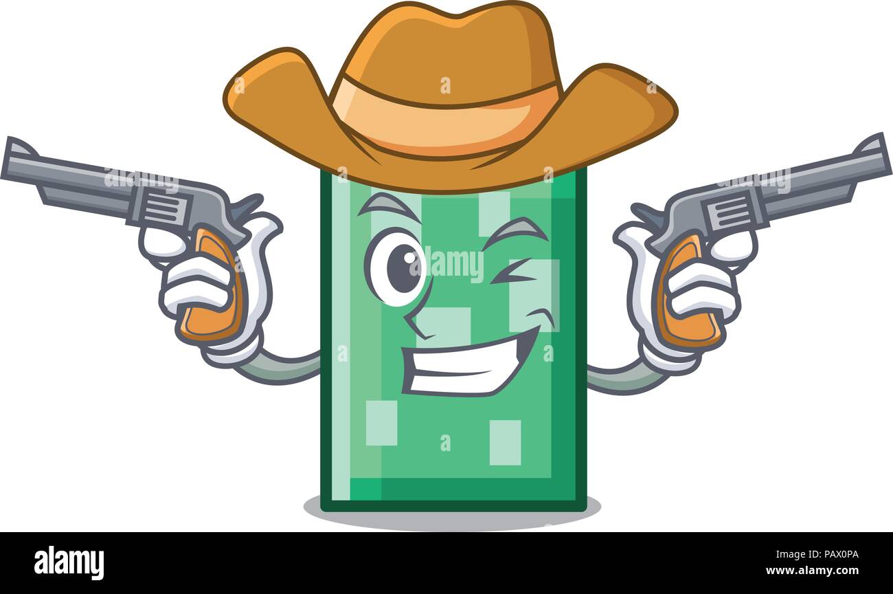Caractère cartoon style rectangle Cowboy Illustration de Vecteur