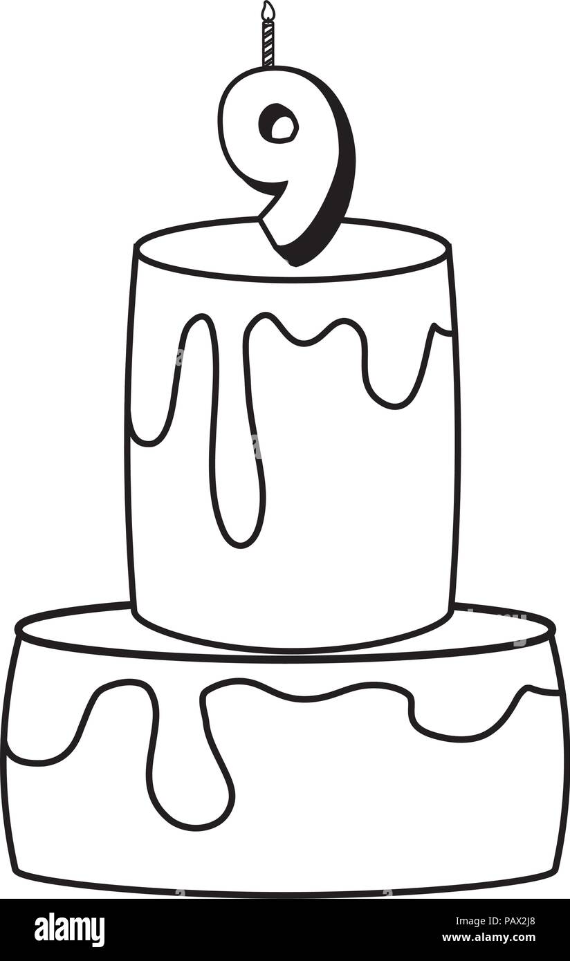 Gateau D Anniversaire Avec Le Numero 9 Sur L Icone De La Bougie Fond Blanc Vector Illustration Image Vectorielle Stock Alamy