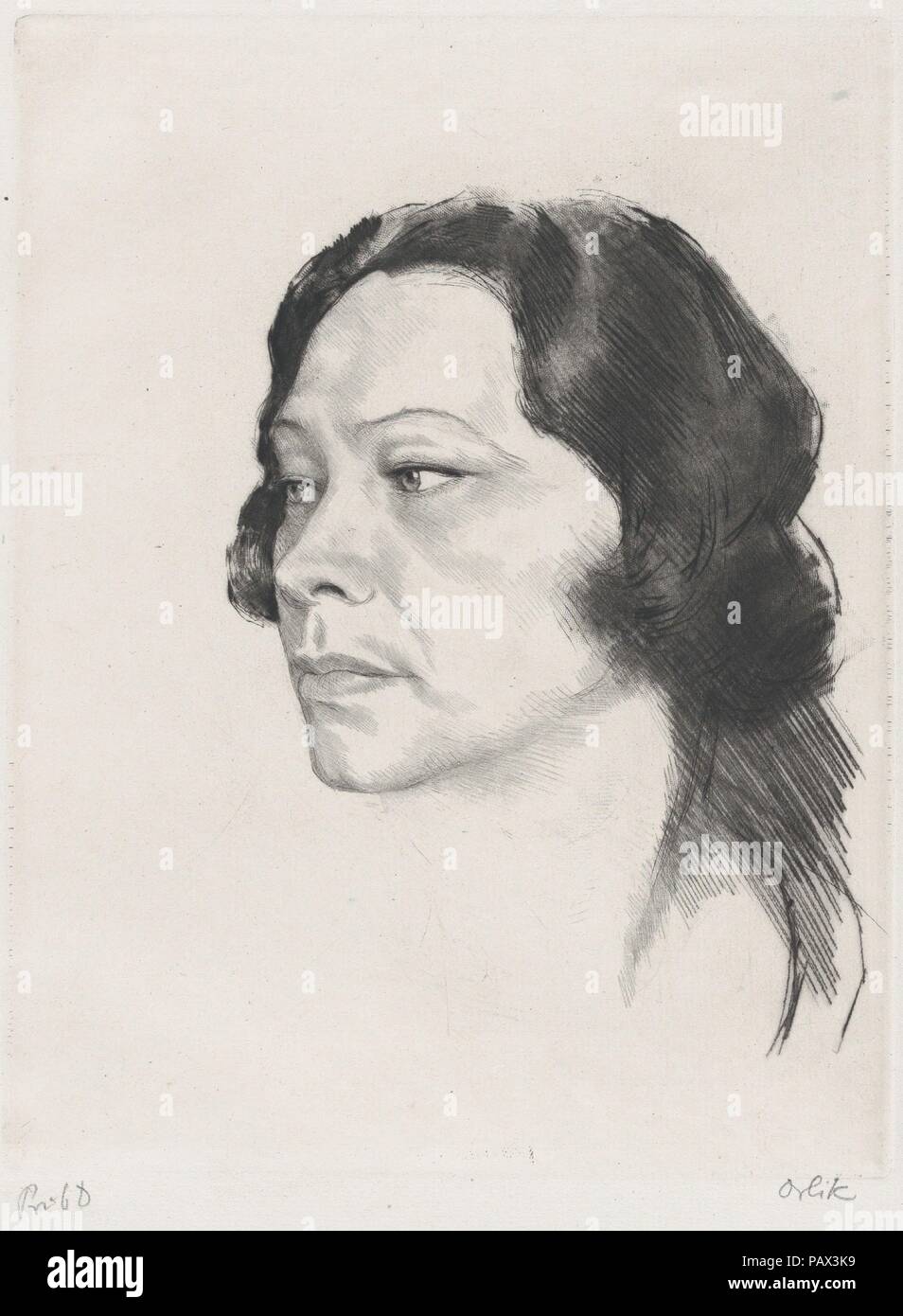 Tilla Durieux. Artiste : Emil Orlik (Prague, Berlin 1870-1932 austro-hongrois). Fiche technique : Dimensions : 16 3/8 x 10 1/2 in. (41,6 x 26,7 cm) Plaque : 9 7/8 x 7 7/16 in. (25,1 x 18,9 cm). Date : n.d.. Musée : Metropolitan Museum of Art, New York, USA. Banque D'Images