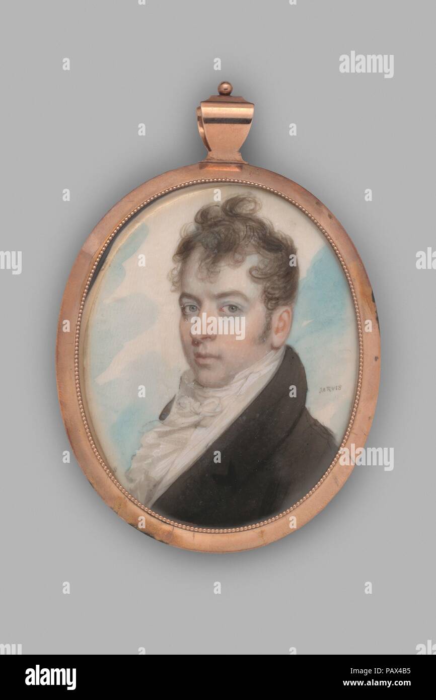 M. Cook. Artiste : John Wesley Jarvis (American (né en Angleterre), l'écran thermique 1780-1840 New York). Dimensions : la vue : 2 7/8 x 2 1/4 in. (7,3 x 5,7 cm). Date : 1810. James (ou John) W. Cook (ou Cooke) a été le premier mari d'Anna Milner, qui épousa James Jarvis en 1817, après la mort de Cook. La miniature est descendu dans sa famille. Musée : Metropolitan Museum of Art, New York, USA. Banque D'Images