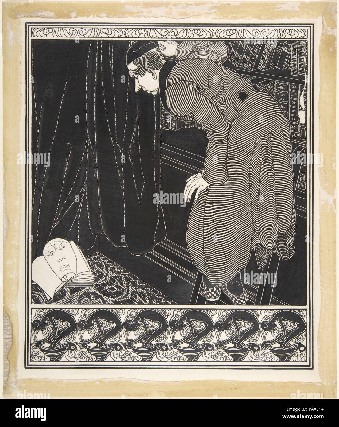 "Le lecteur et le livre' : Des fables. Artiste : E. R. Herman (britannique, actif 1914). Auteur : Robert Louis Stevenson (auteur écossais, Edimbourg, Samoa Upolu 1850-1894). Fiche technique : Dimensions : 10 1/2 x 8 7/8 in. (26,7 x 22,5 cm). Date : ca. 1914. Musée : Metropolitan Museum of Art, New York, USA. Banque D'Images