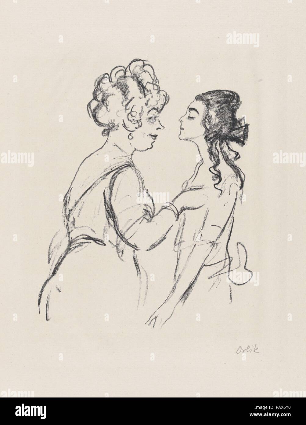 Margarete Kupfer comme Madeleine et Hambach comme Kadega di Santa Croce. Artiste : Emil Orlik (Prague, Berlin 1870-1932 austro-hongrois). Fiche technique : Dimensions : 15 x 11 7/16 7/16 in. (39,2 x 29,1 cm). Editeur : Publié par Neue Kunsthandlung, Berlin. Series/portefeuille : 13/100. Date : 1919. Musée : Metropolitan Museum of Art, New York, USA. Banque D'Images