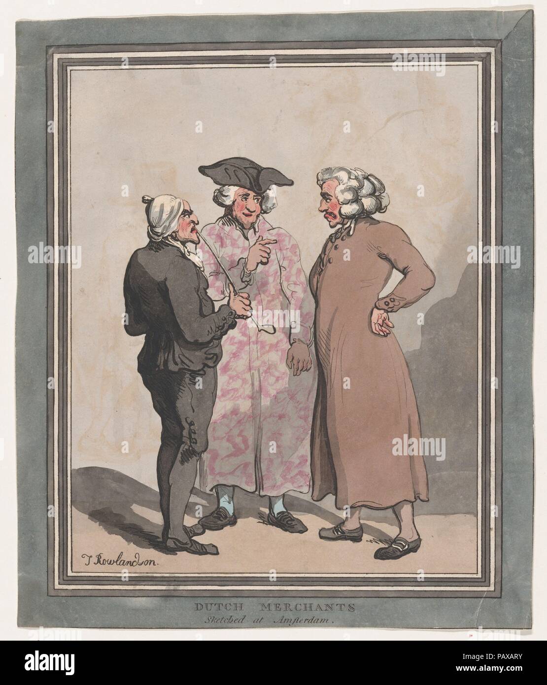 Des commerçants hollandais esquissé à Amsterdam. Artiste : Thomas ROWLANDSON (britannique, Londres 1757-1827 Londres). Fiche Technique : Dimensions : 10 3/8 x 8 5/8 in. (26,3 × 21,9 cm). Date : 1796-1797. Musée : Metropolitan Museum of Art, New York, USA. Banque D'Images