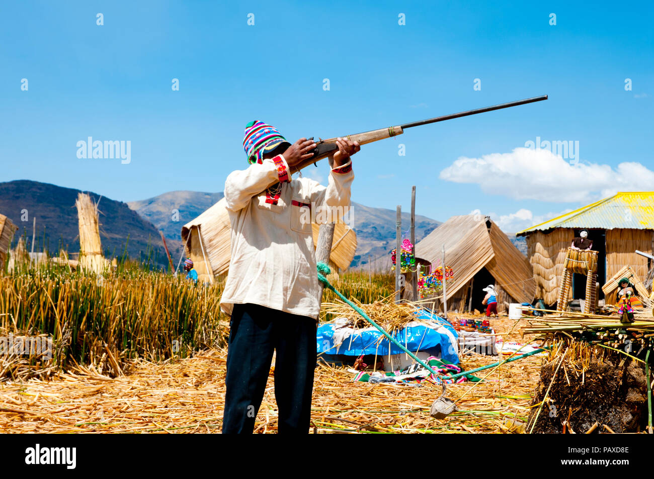 Les îles Uros - Lac Titicaca - Pérou Banque D'Images
