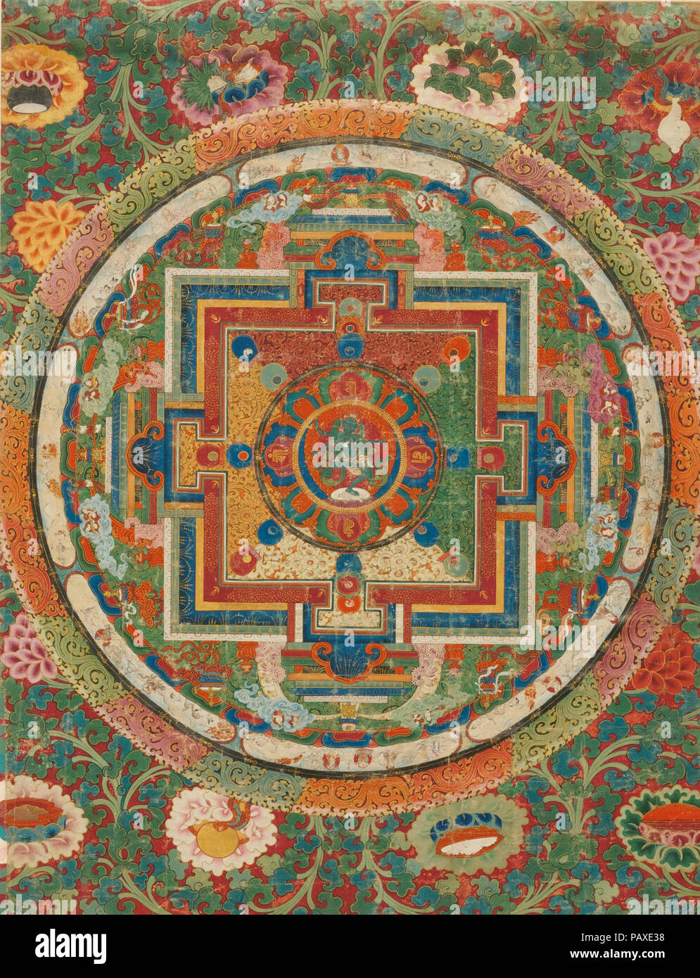 Un Thangka représentant une Nairatmya Vajra Mandala. Tibet, 18ème siècle. Banque D'Images