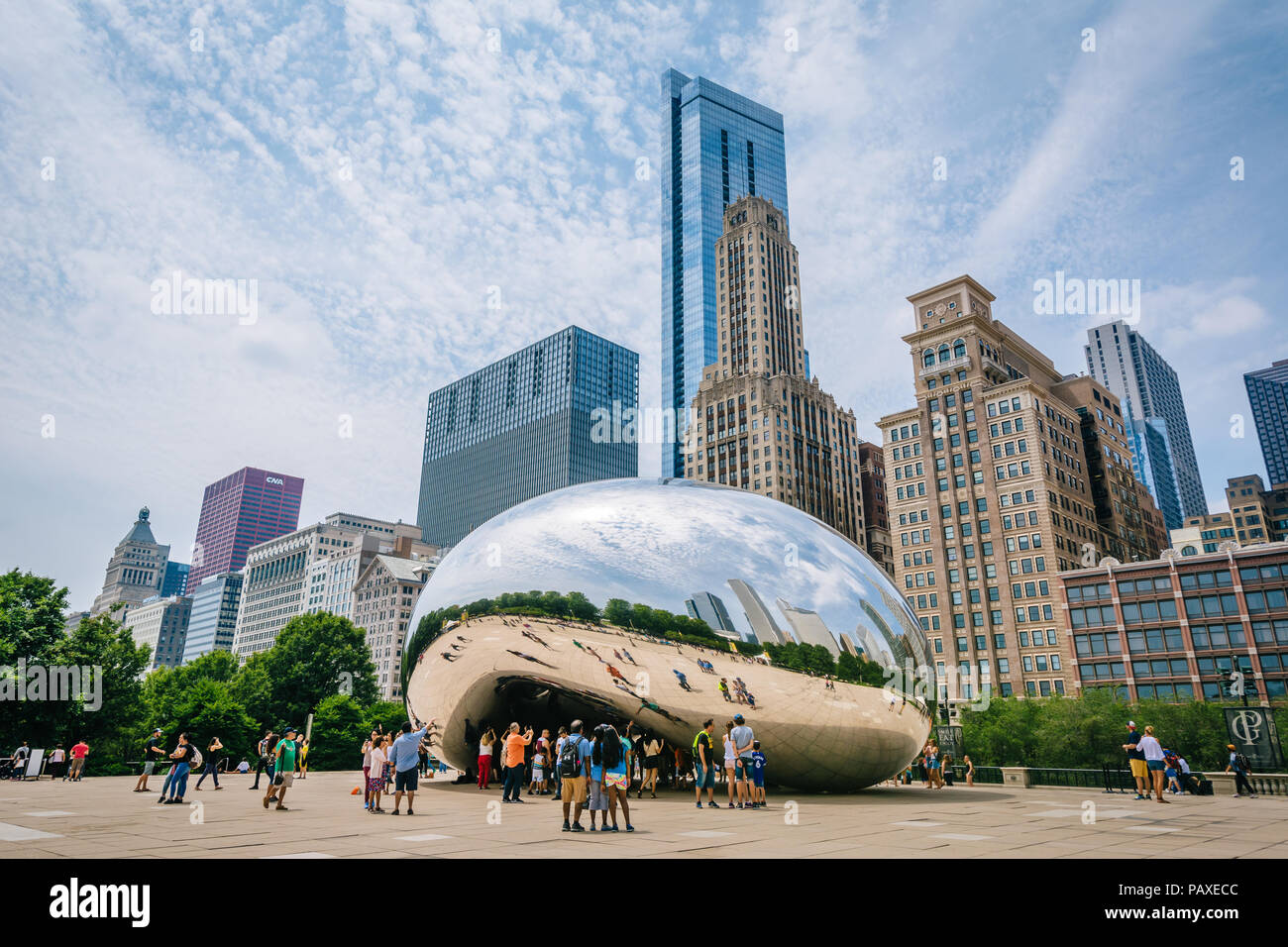 La Cloud Gate, au Millennium Park de Chicago, Illinois Banque D'Images