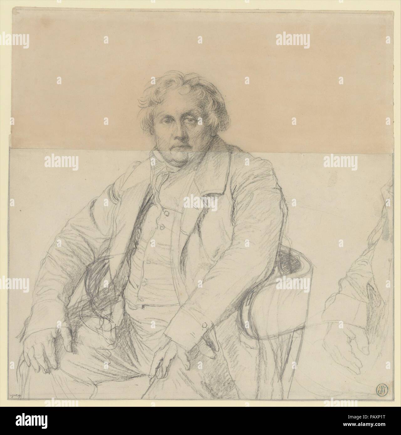 Etude pour le Portrait de Louis-François Bertin (1766-1841). Artiste : Jean Auguste Dominique Ingres (Français, Montauban 1780-1867 Paris). Dimensions : 13 3/4 x 13 9/16 in. (34,9 x 34,5 cm). Date : n.d.. Musée : Metropolitan Museum of Art, New York, USA. Banque D'Images