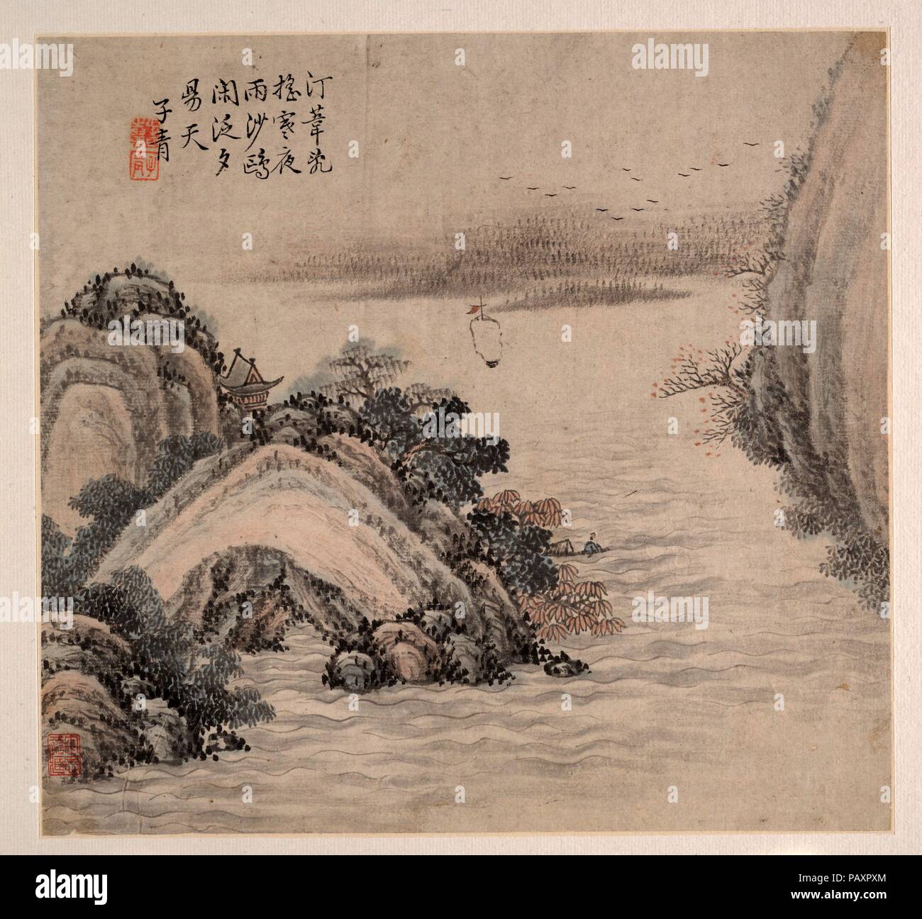 Les paysages. Artiste : Zhang Zhiwan (Chinois, 1811-1897). Culture : la Chine. Dimensions : 9 x 9 5/16 13/16 in. (23,7 x 24,9 cm). Date : du 1875. Musée : Metropolitan Museum of Art, New York, USA. Banque D'Images