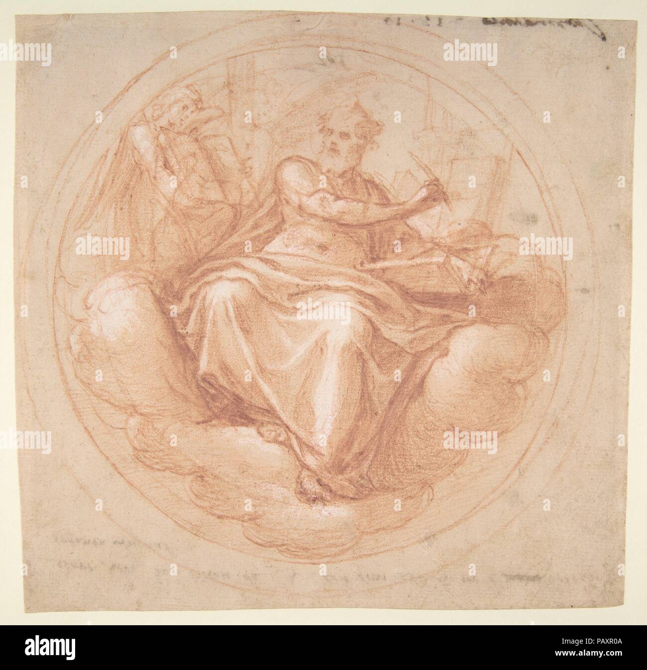 Saint Matthieu et l'ange. Artiste : Cesare Nebbia (Italien, Orvieto ca. 1536-1614 Orvieto). Dimensions : 7 1/16 x 7 5/16''. (17.9 x 18.5cm). Date : 1536-1614. Musée : Metropolitan Museum of Art, New York, USA. Banque D'Images