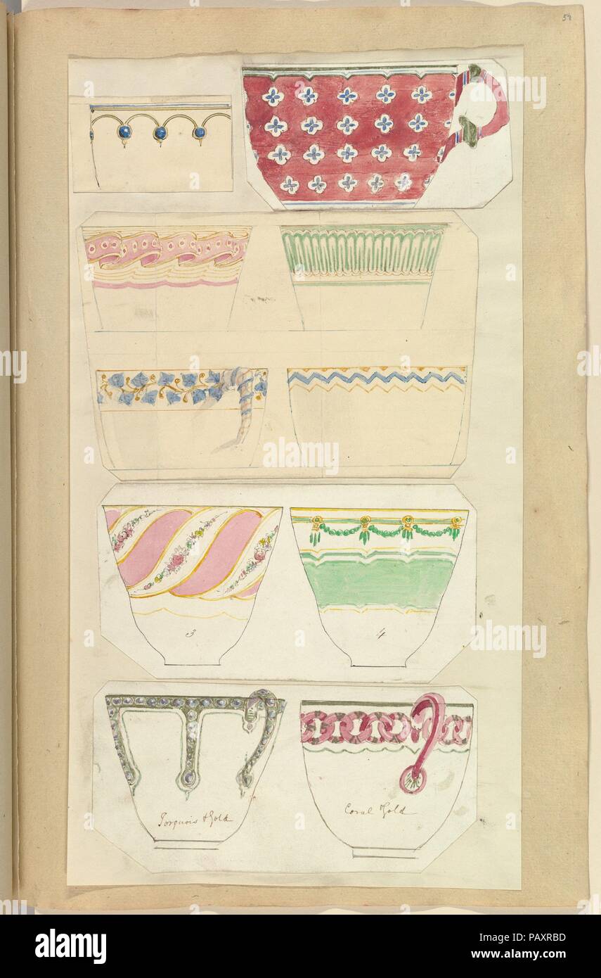 Dix modèles de tasses décorées. Artiste : Alfred Henry Forrester [Alfred Crowquill] (britannique, Londres 1804-1872 Londres). Fiche technique : Dimensions : 16 3/4 x 11 7/16 po. (42,5 x 29 cm). Marraine : Probablement commandé par Samuel Alcock & Company (britannique, active ca. 1828-1859). Date : 1845-55. Musée : Metropolitan Museum of Art, New York, USA. Banque D'Images