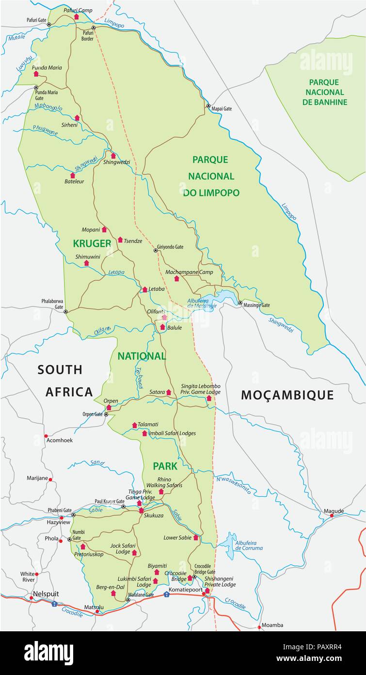 Le parc national Kruger carte vectorielle Illustration de Vecteur
