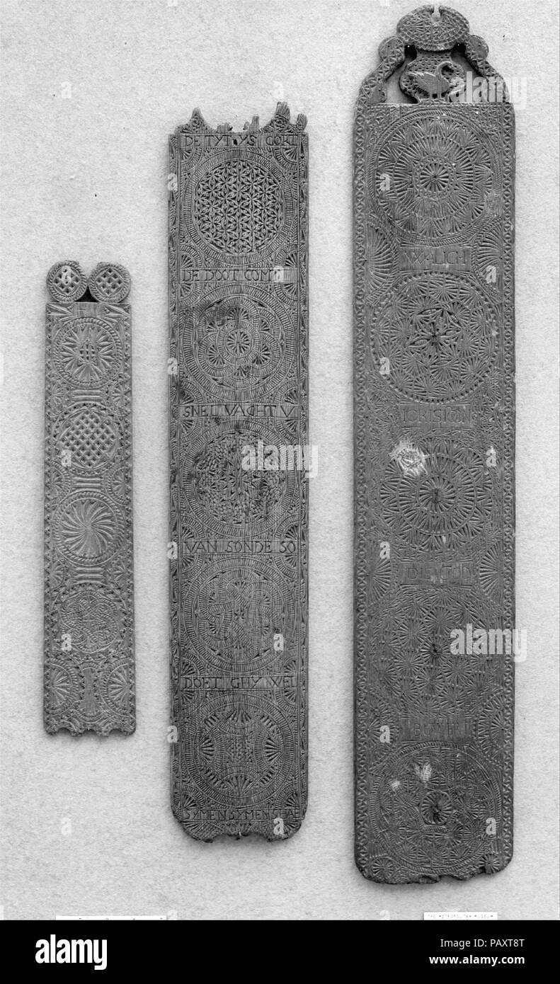 Mangle-conseil. Culture : le néerlandais. Dimensions : 27 × 5 1/16 in. (68,6 × 12,9 cm). Date : le 18e siècle. Musée : Metropolitan Museum of Art, New York, USA. Banque D'Images