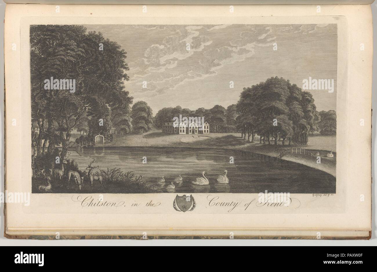 Somerhill, près de Tunbridge, dans le comté de Kent, d'Edward se hâta's, l'histoire et relevé topographique du comté de Kent, volumes 1 à 3. Artiste : dessiné et gravé par Richard Bernard Godfrey (britannique, Londres probablement ca. Après 1728-1795). Dimensions : Livre : 17 × 11 × 5/16 à 13/16. (44 × 28 × 2 cm) Fiche technique : 16 × 15/16 10 5/8 in. (43 × 27 cm) Plaque : 10 × 14 1/16 in. (25,5 × 35,5 cm). Date : 1777-90. 28 la plaque, vol. II. Vue du sud-est de Summer Hill, siège de Henry Woodgate. Voir 2014.599.1-.30 pour commentaires. Musée : Metropolitan Museum of Art, New York, USA. Banque D'Images