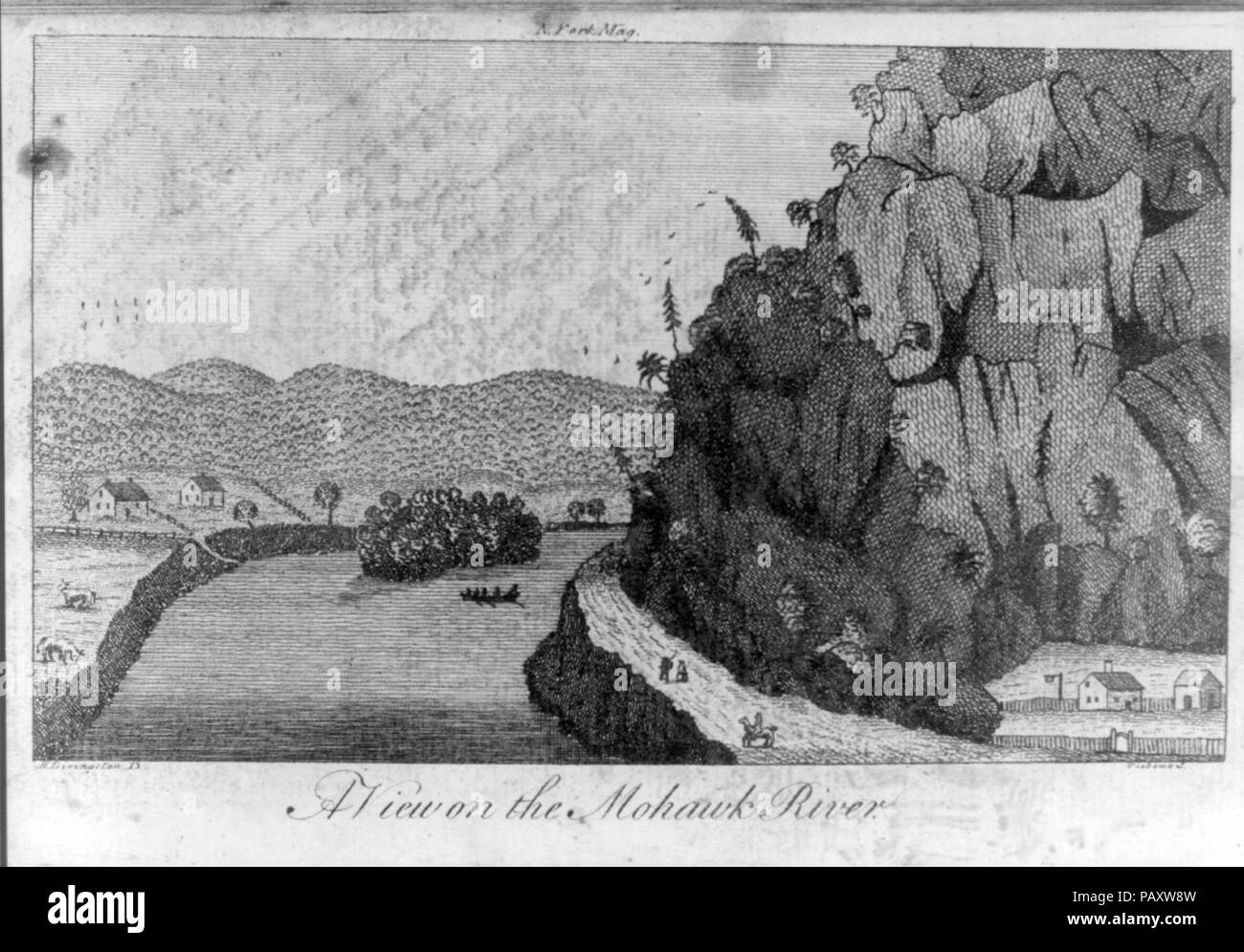 Vue sur la rivière Mohawk - H. Livingston d. Tiebout ; s. Banque D'Images