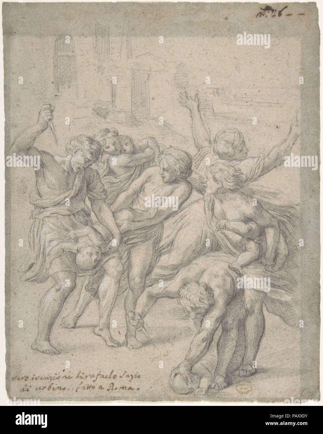 Massacre des Innocents. Artiste : anonyme, l'italien, l'Roman-Bolognese, 17ème siècle. Dimensions : 10-7/16 x 8-1/4 in. (26,5 x 21 cm). Date : le 17e siècle. Musée : Metropolitan Museum of Art, New York, USA. Banque D'Images