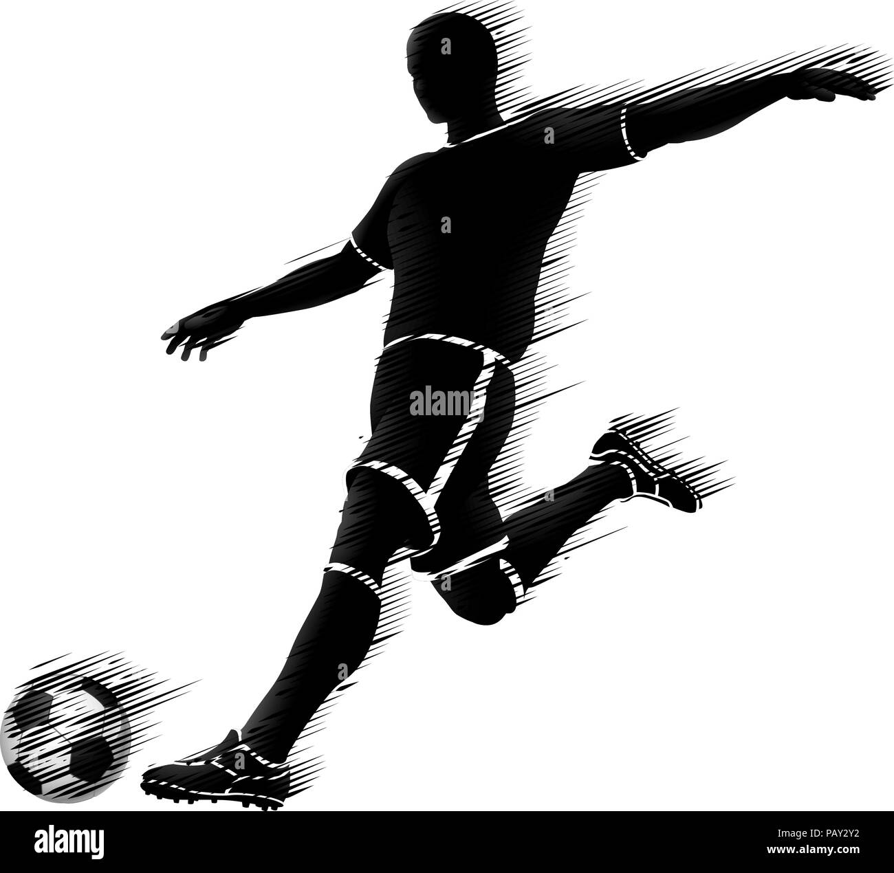 Football Soccer Player Silhouette Concept Sport Illustration de Vecteur