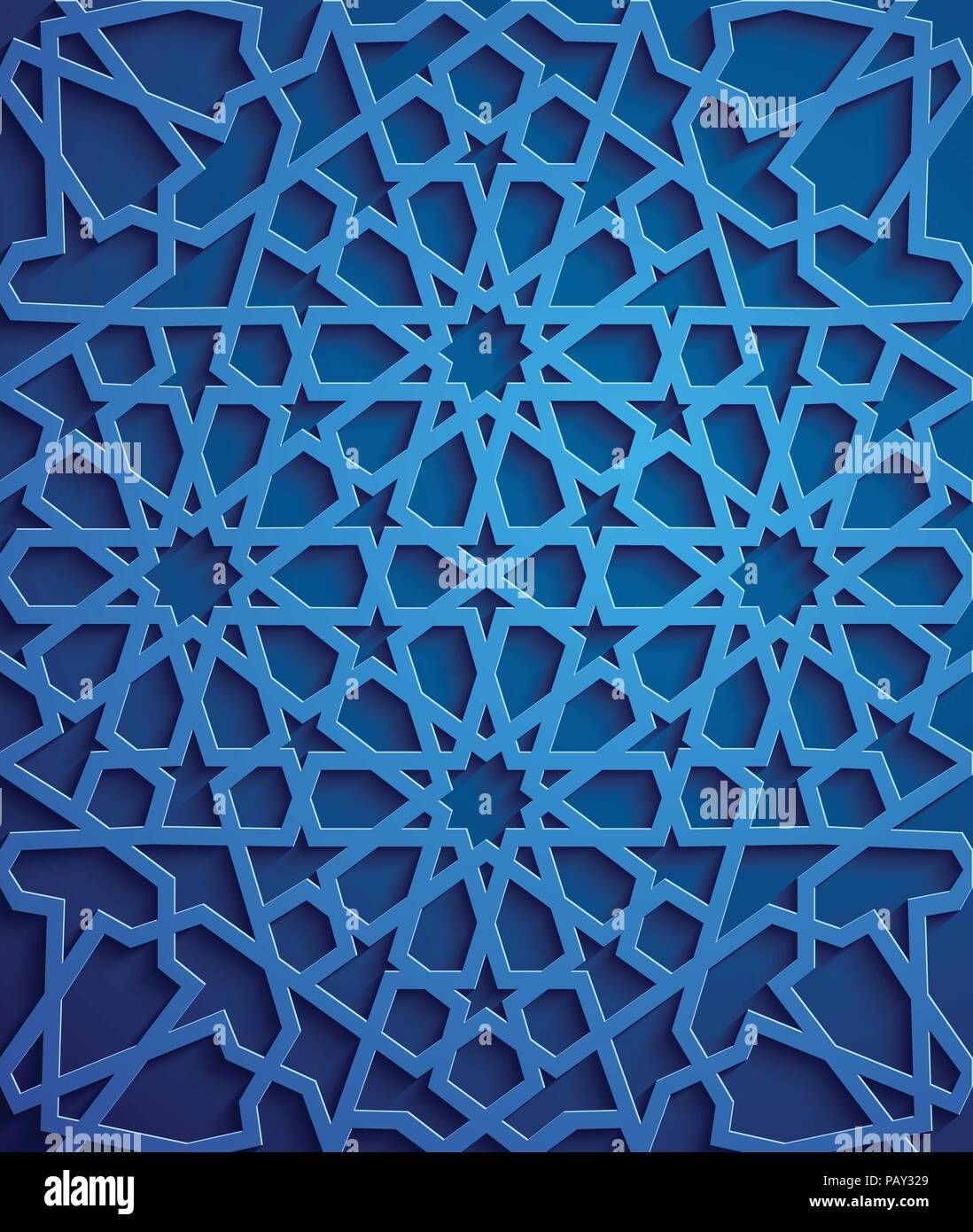 Vecteur ornement islamique , persian motiff . Ramadan 3d éléments de modèle ronde islamique . Ornement symbole circulaire géométrique arabe vecteur . Fond bleu Illustration de Vecteur