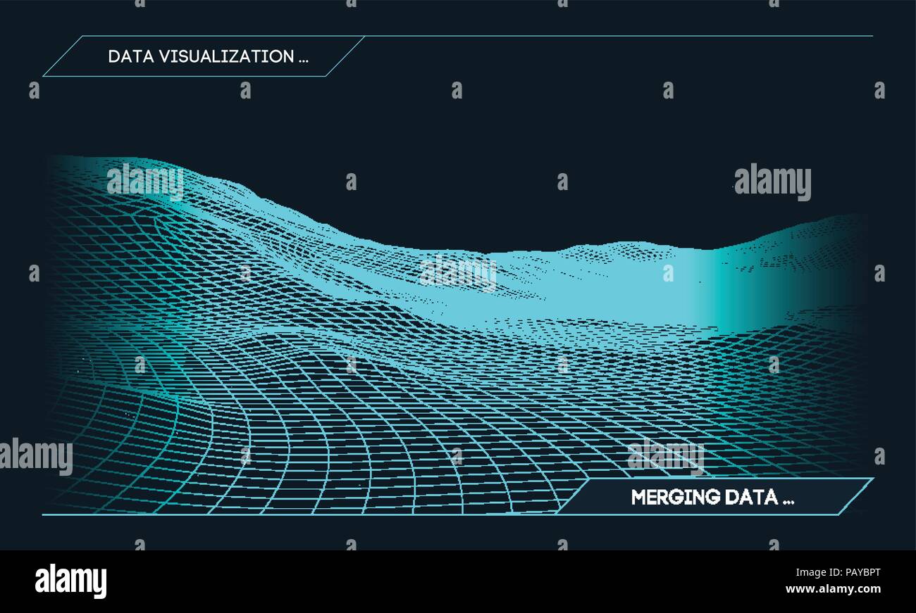 Abstract vector background paysage fer. Le cyberespace grille. La technologie 3d wireframe vector illustration. Paysage Fer numérique pour les présentations . Illustration de Vecteur