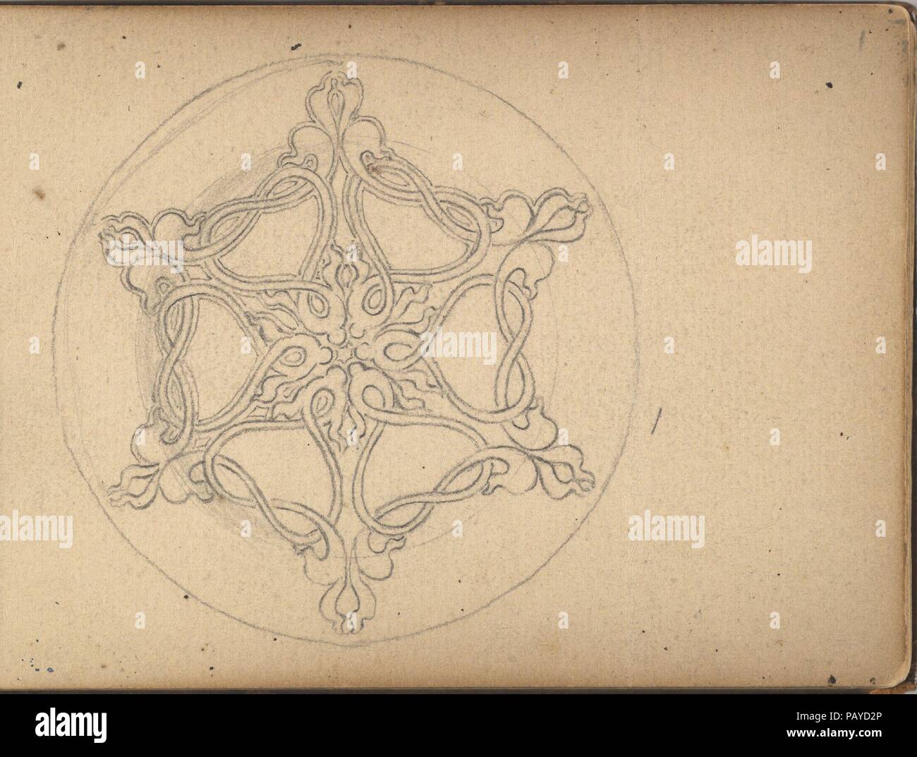 Ornement en forme d'étoile pour une broche ou pendentif. Artiste : Edgar Simpson 499 Airport Road (britannique, 1867-1945 (présumée)). Fiche technique : Dimensions : 3 1/2 x 5 in. (8,9 x 12,7 cm). Date : 1899. Ornement en forme d'étoile, placée dans un cercle. L'étoile à six est composé de lignes fluides biologiques qui entrelacé et brancher les six points. La conception semble être adapté à une broche ou pendentif. Musée : Metropolitan Museum of Art, New York, USA. Banque D'Images