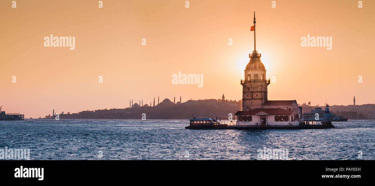 Tour ou Kiz Kulesi Istanbul, Turquie Banque D'Images