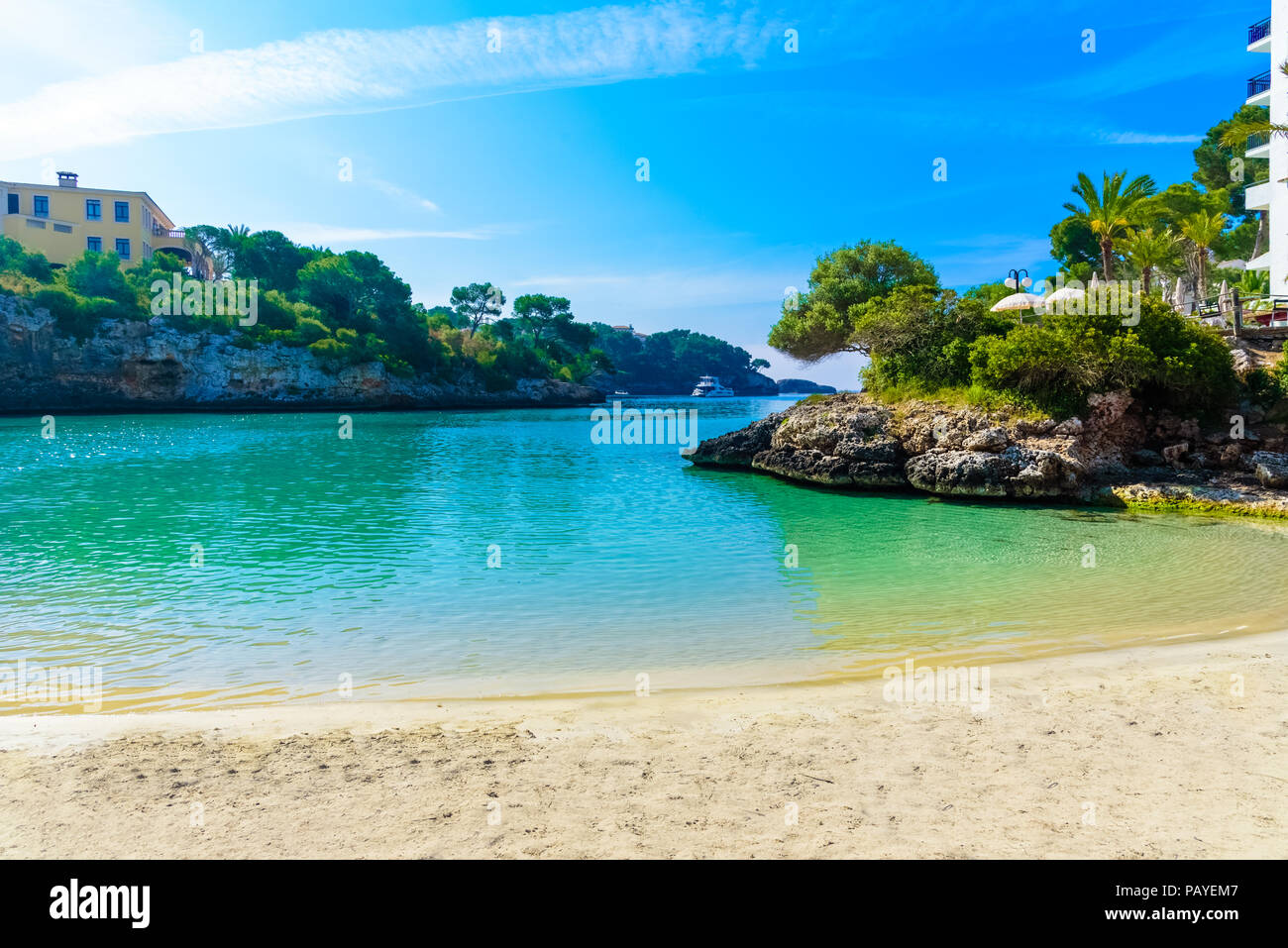 Plage exotique Las Americas sur côte Adeje de Ténérife - Espagne Banque D'Images