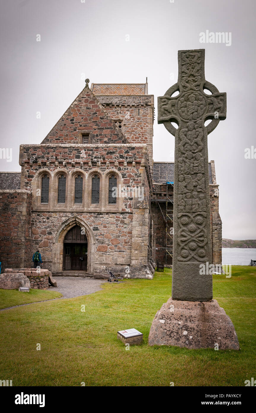 L'île d'Iona. L'Argyll.L'Abbaye St Martins et Croix. L'Écosse. Banque D'Images