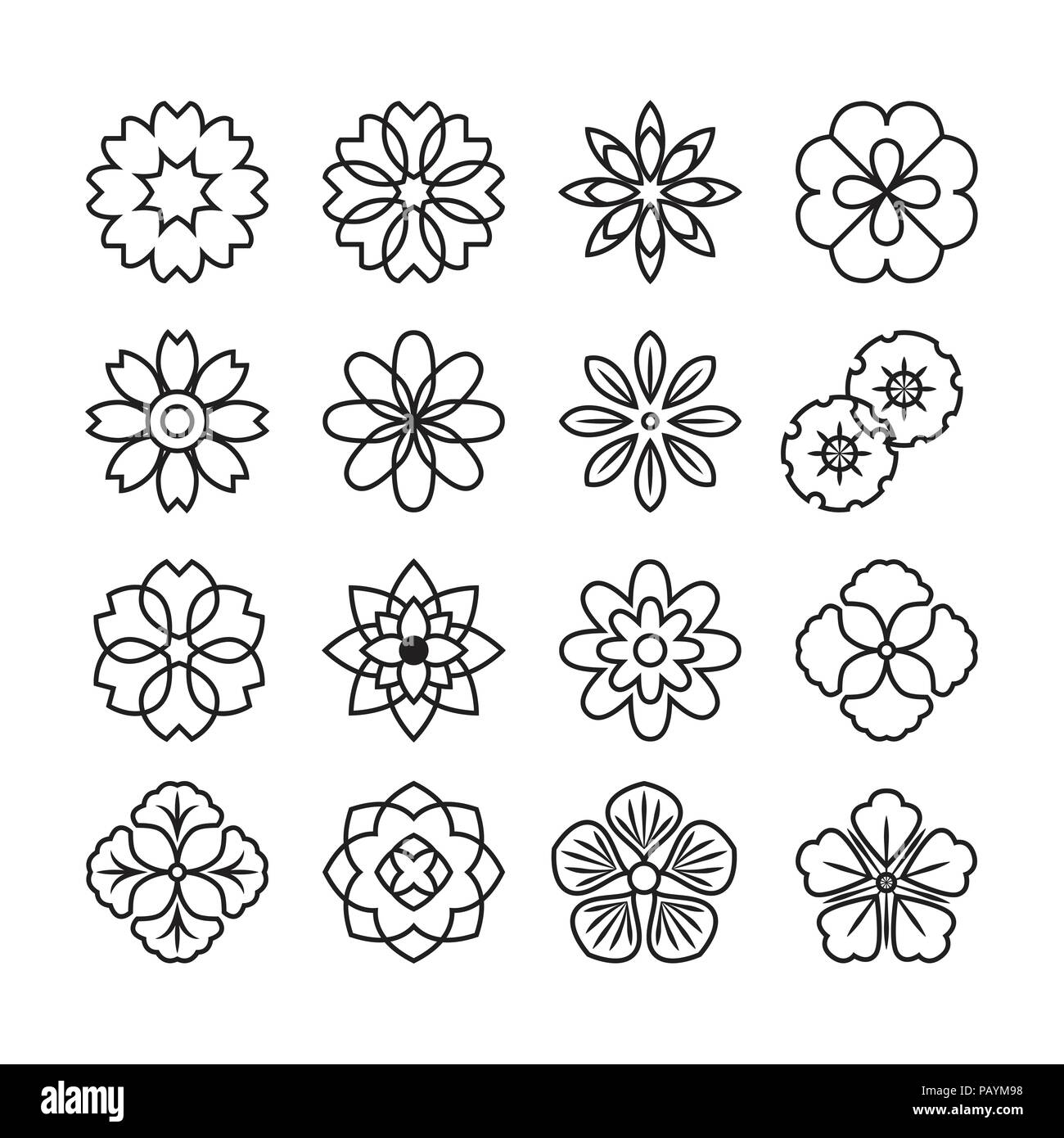 Icône ornement fleurs,vector set Illustration de Vecteur