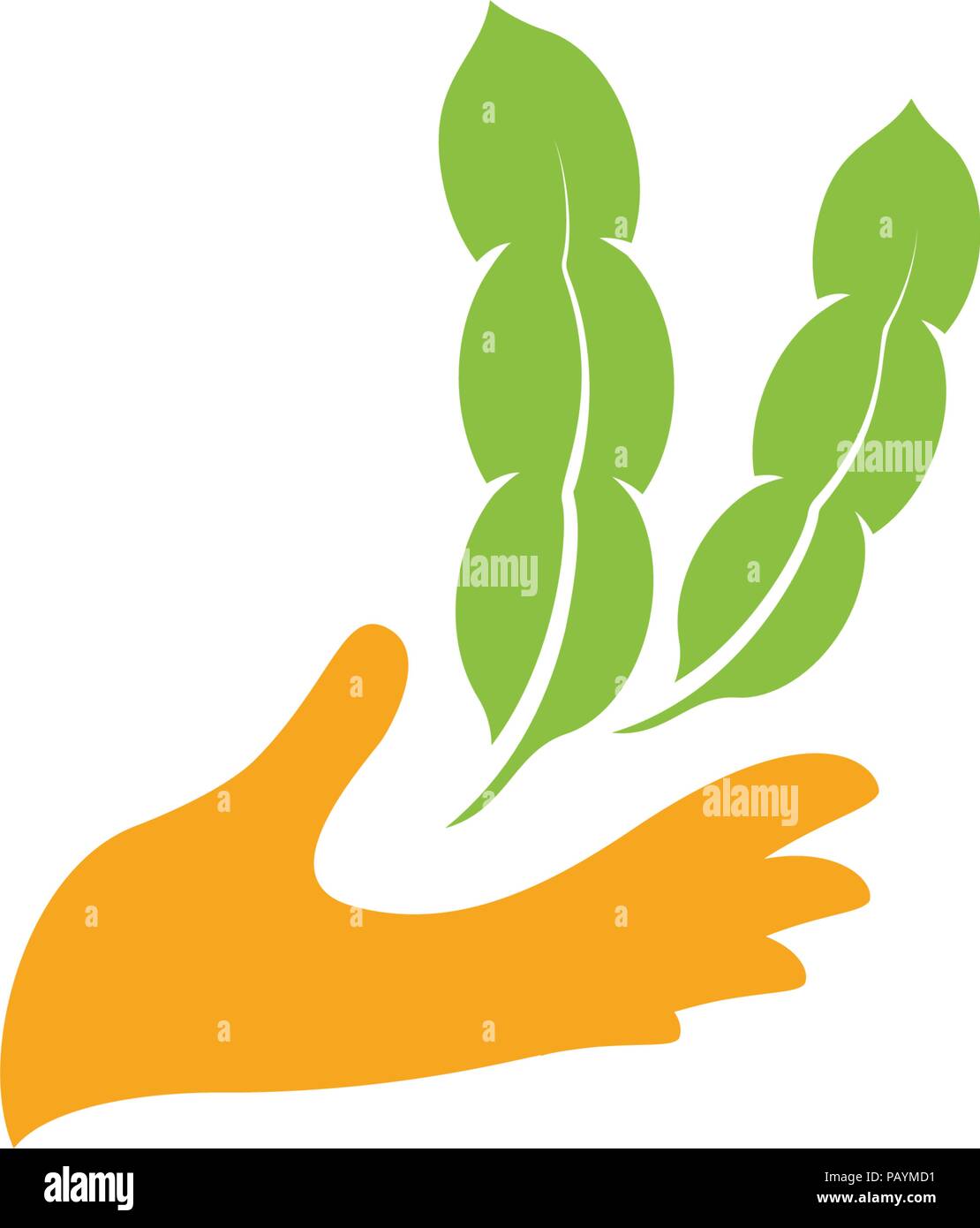 Palm orange vert avec le soja. Logotype de l'élément de la nature. Produit biologique agricole signe. Illustration vecteur de récolte Illustration de Vecteur
