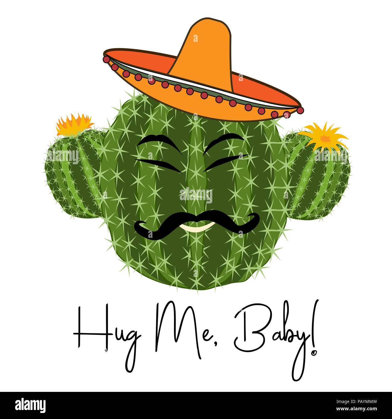 Avec Drole D Impression Cactus Cactus Souriant Dans Le Vector Merci De M Embrasser Cacrd Cactus En Sombrero Image Vectorielle Stock Alamy