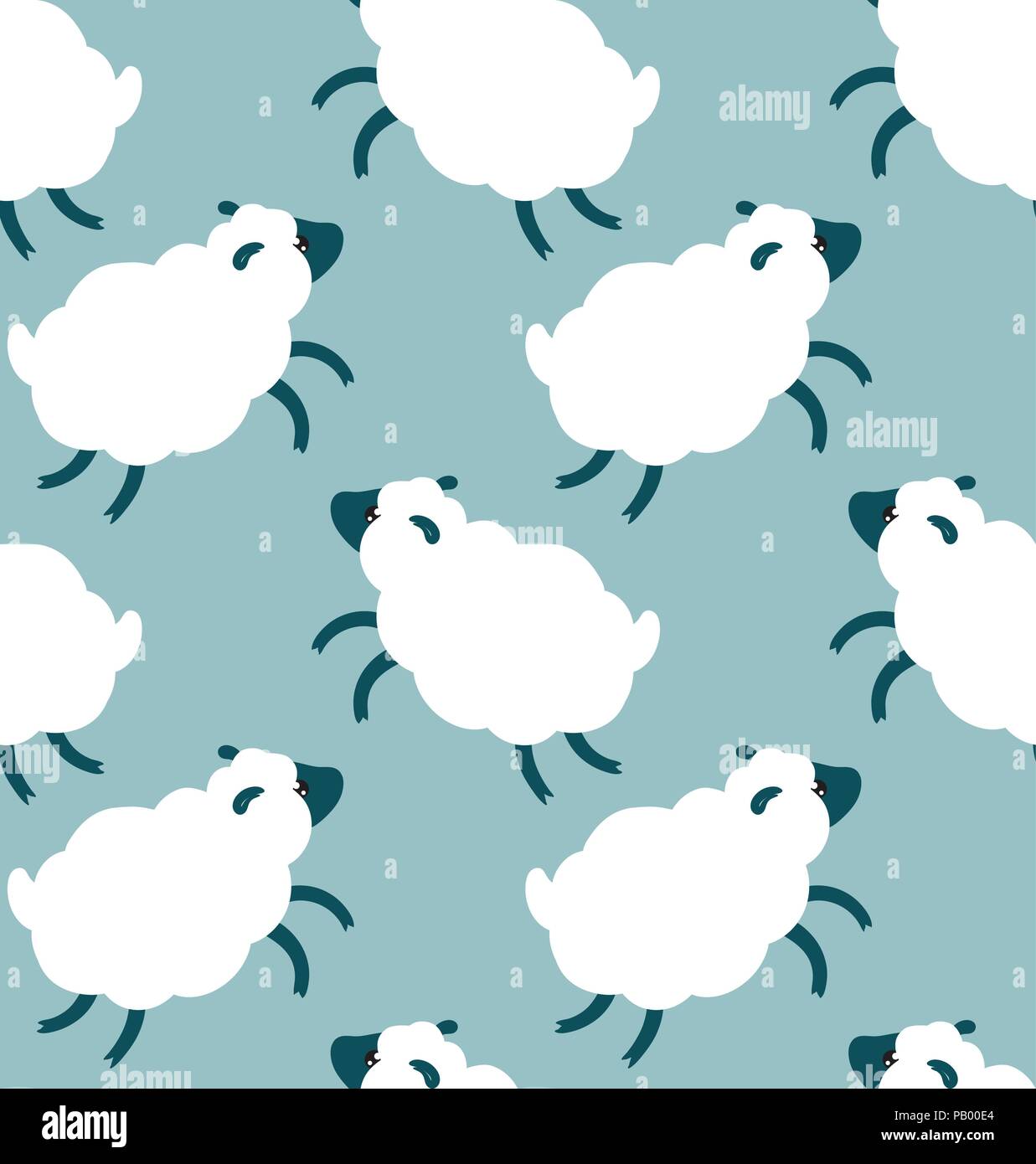Moutons en modèle transparent cute cartoon style télévision fluffy clouds répétant texture avec animaux bleu et blanc Illustration de Vecteur