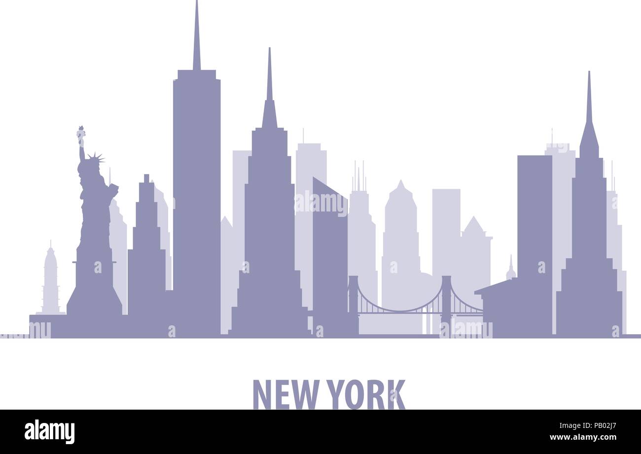 La ville de New York - Manhattan skyline silhouette Illustration de Vecteur