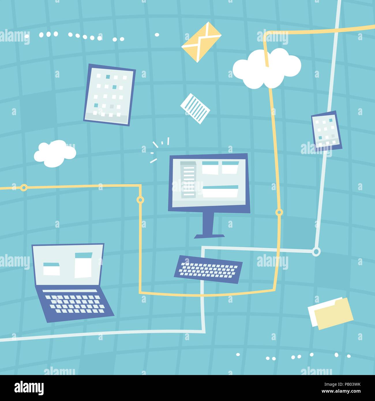 Concept de l'informatique et de la Communication Illustration de Vecteur