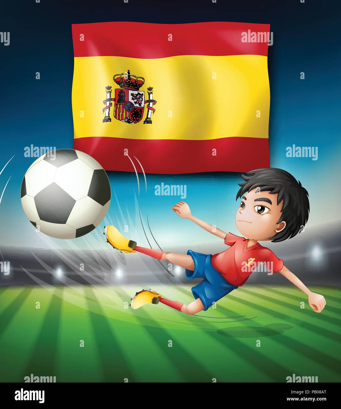 Drapeau de l'Espagne et le football player illustration Illustration de Vecteur