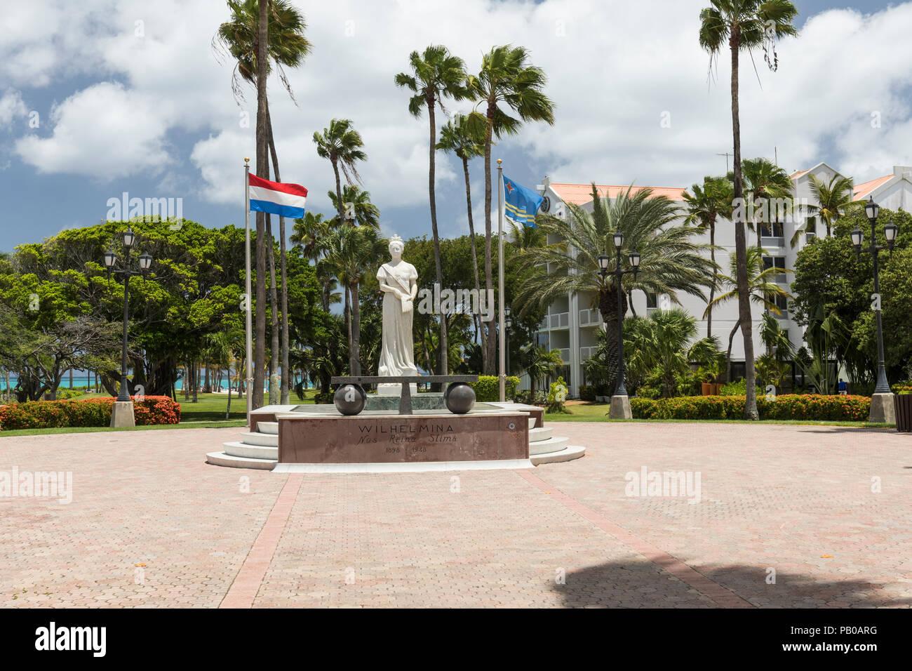 Statue de la reine Wilhelmina, Oranjestad, Aruba, Antilles Banque D'Images