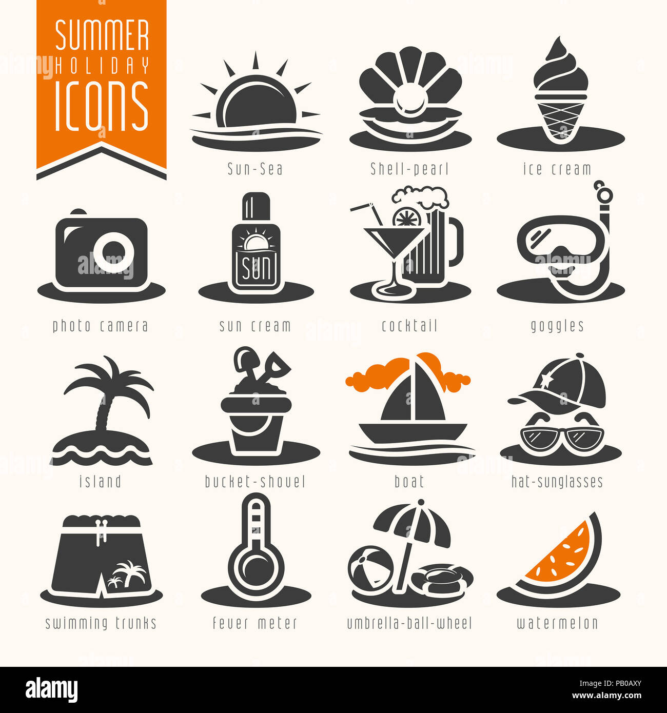 Summer icon set Banque D'Images