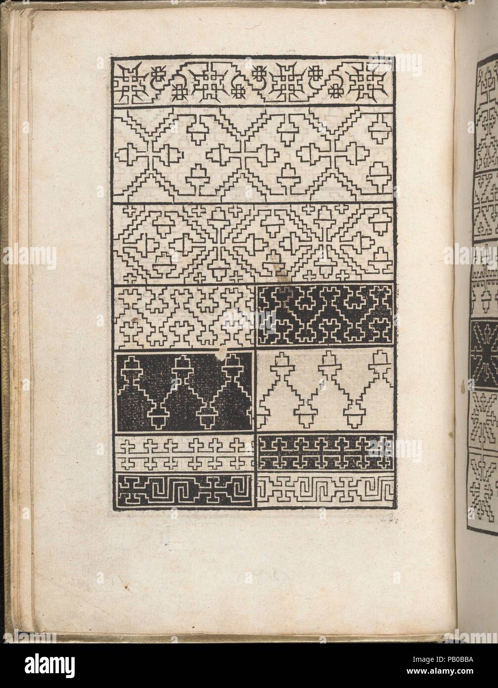 Eyn nouveau kunstlichboich, page 6 v. Designer : Woodcut border conçu par Anton Woensam von Worms (allemand, actif première moitié du 16ème siècle, est mort 1538). Dimensions : hors tout : 7 7/8 x 5 1/2 in. (20 x 14 cm). Editeur : Pierre Quentel (allemand, Cologne, active 1518-46) , Cologne. Date : 1529. Publié par Guentel, Cologne, woodcut border conçu par Anton Woensam von Worms, Allemand, actif première moitié du 16ème siècle, est mort 1538. Traduction en italien de la page de titre, page de titre illustré, portrait de Charles V, 46 pages de dessins ou modèles y compris les pages de l'alphabet. Musée : Metropolitan Museum of Art, New Banque D'Images