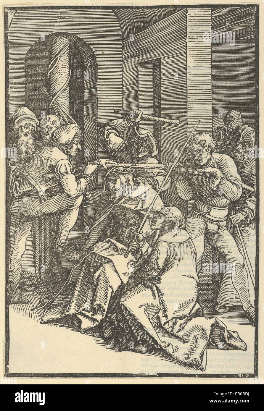 Le Christ couronné d'épines, de Speculum passionis Domini nostri Ihesu Christi. Artiste : Hans Schäufelein (allemand, Nuremberg ca. 1480-ca. 1540 Nördlingen). Auteur : Ulrich Pinder (allemand, actif 1493-avant 1519). Fiche Technique : Dimensions : 9 3/8 à 7/16 × 6. (24 × 16,2 cm). Editeur : publié pour Ulrich Pinder, par Friedrich Peypus (allemand). Date : 1507. Musée : Metropolitan Museum of Art, New York, USA. Banque D'Images