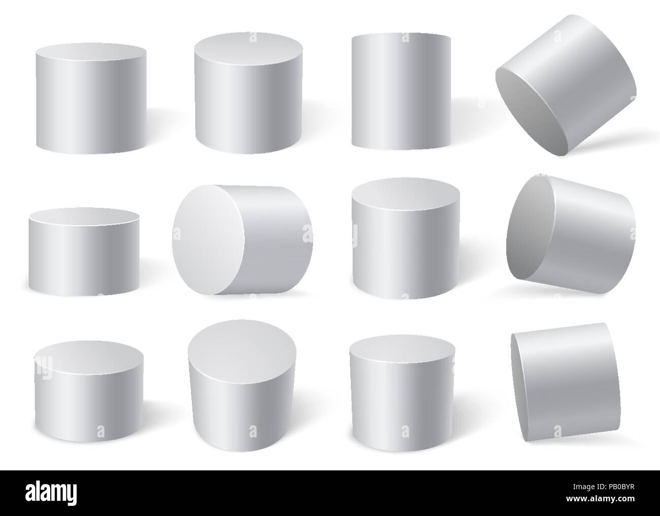 Les cylindres blanc sur différents angles. Illustration de Vecteur
