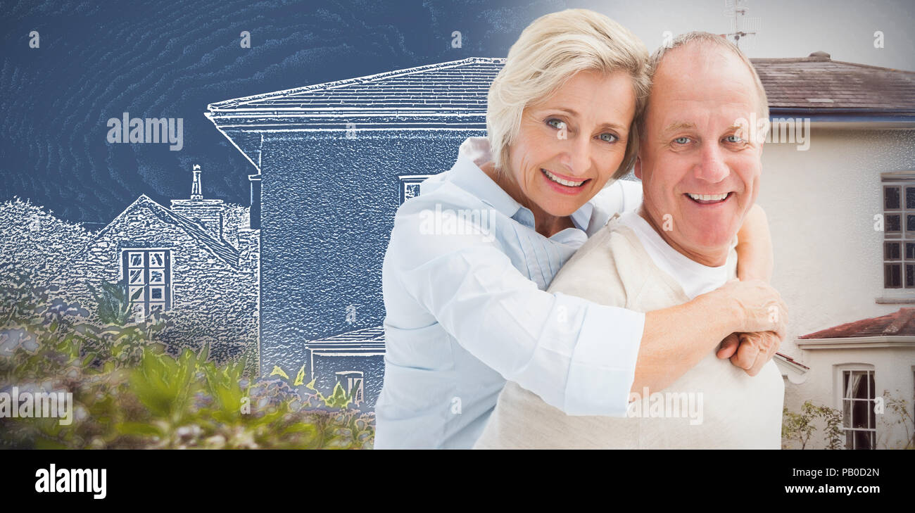 Composite image of mature couple smiling at camera Banque D'Images