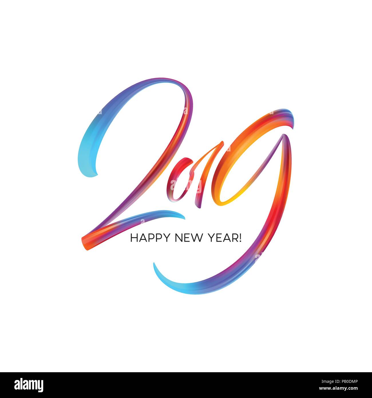 2019 Nouvel An à l'arrière-plan d'un coup de pinceau de l'huile ou acrylique en élément design. Vector illustration Illustration de Vecteur