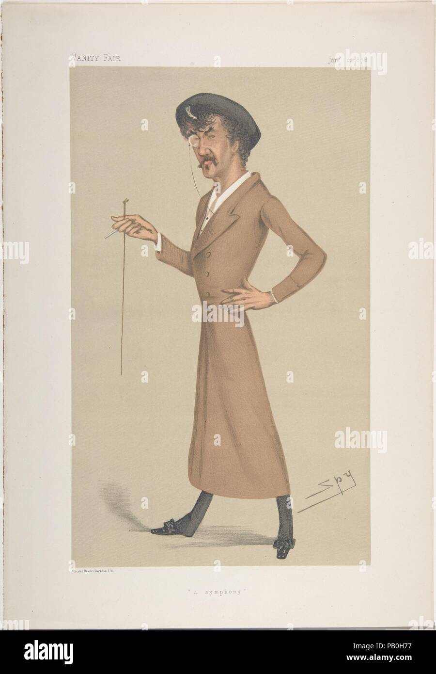 Une symphonie (de 'Vanity Fair'). Artiste : Sir Leslie Ward ['Spy'] (britannique, 1851-1922). Dimensions : image : 12 1/8 x 7 5/16 in. (30,8 x 18,6 cm) : feuille 15 x 3/16 10 7/16 po. (38,6 x 26,5 cm). Imprimante : Vincent Brooks, Day & Fils (Londres). Sitter : James McNeill Whistler (américain, Lowell, Massachusetts 1834-1903 Londres). Date : Janvier 12, 1878. Caricatue de Whistler publié dans 'Vanity Fair' 12 Janvier, 1878, avec texte extrait du magazine 'Men Day-No. CLXX.'. Musée : Metropolitan Museum of Art, New York, USA. Banque D'Images