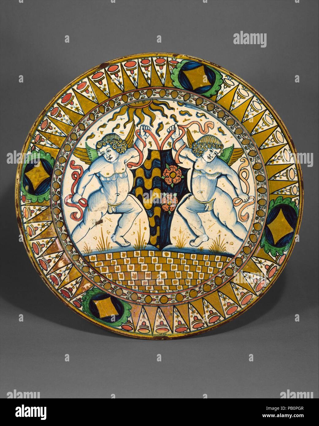 Plat (piatto). Culture : L'Italien, Deruta. Dimensions : Diamètre : 17 1/8 in. (43.5cm). Date : ca. 1510. Musée : Metropolitan Museum of Art, New York, USA. Banque D'Images